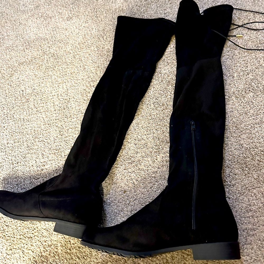Black suede over knee riding look boot , got for T Swift show did not wear